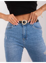 Fashionhunters Modré úzké džíny s oděrkami
