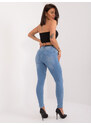 Fashionhunters Modré úzké džíny s oděrkami