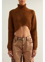 Trendyol Brown Crop Knitwear Sweater