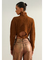 Trendyol Brown Crop Knitwear Sweater