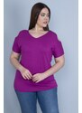 Şans Women's Plus Size Purple Viscose Viscose Blouse With Decollete