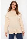 Trendyol Beige Ruffle Detailed Knitted Tunic