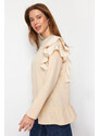 Trendyol Beige Ruffle Detailed Knitted Tunic