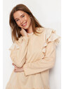 Trendyol Beige Ruffle Detailed Knitted Tunic