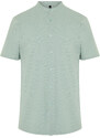 Trendyol Mint Slim Fit Classic Collar Short Sleeve Knitted Pique Summer Shirt