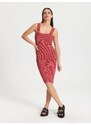 Sinsay - Pruhované midi šaty - červená
