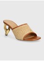 Pantofle JW Anderson Raffia Sandal dámské, béžová barva, na podpatku, ANW42230A