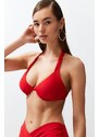 Trendyol Red Balconette Inverted V Underwire Bikini Top