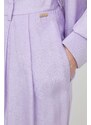 Kalhoty Armani Exchange dámské, fialová barva, jednoduché, high waist, 3DYP39 YN9RZ