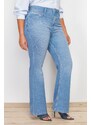 Trendyol Curve Light Blue Stitch Detail Flare Fit Denim Jeans