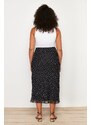 Trendyol Curve Black Polka Dot Herringbone Woven Skirt
