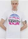 Bavlněné tričko Superdry bílá barva, s potiskem