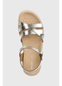 Dětské kožené sandály Geox SANDAL SOLEIMA stříbrná barva