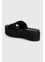 Pantofle Calvin Klein Jeans FLATFORM SANDAL MET dámské, černá barva, na platformě, YW0YW01036