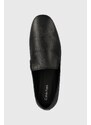 Kožené mokasíny Calvin Klein LOAFER LEATHER dámské, černá barva, na plochém podpatku, HW0HW02129