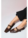 LuviShoes BLUFF Brown Skin Flat Toe Women's Flat Shoes