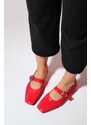 LuviShoes BLUFF Red Patent Leather Women's Flat Toe Flat Shoes