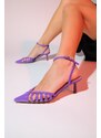 LuviShoes LIEDE Purple Patent Leather Women's Pointed Toe Thin Heeled Shoes