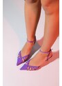 LuviShoes LIEDE Purple Patent Leather Women's Pointed Toe Thin Heeled Shoes