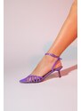 LuviShoes LIEDE Purple Patent Leather Women's Pointed Toe Thin Heeled Shoes