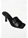 Fox Shoes S590433407 Black Snake Print Thin Heeled Women's Slippers