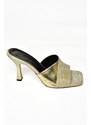 Fox Shoes S590433414 Gold Silvery Thin Heeled Women's Slippers