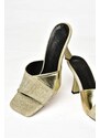 Fox Shoes S590433414 Gold Silvery Thin Heeled Women's Slippers