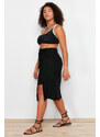 Trendyol Curve Black Woven Pareo With Shorts