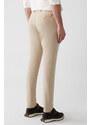Avva Men's Beige Side Pocket Knitted Slim Fit Slim Fit Chino Trousers
