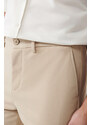 Avva Men's Beige Side Pocket Knitted Slim Fit Slim Fit Chino Trousers