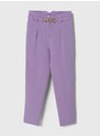 Dětské kalhoty Pinko Up fialová barva, hladké