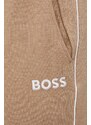 Kalhoty BOSS béžová barva, s aplikací