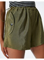 Koton Parachute Mini Shorts with smocked Waist, Stopper, Flap, and Pocket.