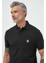 Bavlněné polo tričko Tommy Hilfiger černá barva