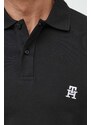 Bavlněné polo tričko Tommy Hilfiger černá barva
