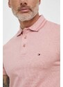 Bavlněné polo tričko Tommy Hilfiger růžová barva