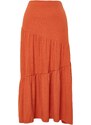 Trendyol Cinnamon Wrinkled/Textured Flared Maxi Gathered Flexible Knitted Skirt