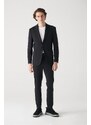 Avva Men's Black Knitted Flexible, Unlined Slim Fit Slim Fit Jacket