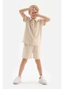 Dagi Beige Natural Color Local Seed Cotton Two Thread Unisex Shorts