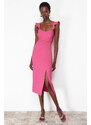 Trendyol Fuchsia Flounce Fitted Woven Dress