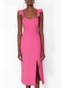 Trendyol Fuchsia Flounce Fitted Woven Dress