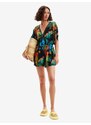 Černé dámské květované plážové šaty Desigual Top Tropical Party - Dámské