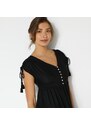 Blancheporte Midi jednobarevné šaty s krátkými rukávy černá 36