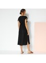 Blancheporte Midi jednobarevné šaty s krátkými rukávy černá 36