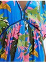 Modré dámské květované plážové šaty Desigual Top Tropical Party - Dámské