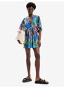 Modré dámské květované plážové šaty Desigual Top Tropical Party - Dámské