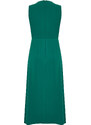 Trendyol Emerald Green Degaje Collar Skirt Cut Detail Woven Midi Dress