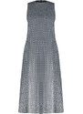 Trendyol Black Straight Cut Geometric Patterned Woven Midi Dress