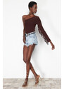 Trendyol Brown Tasseled Single Arm Knitted Body