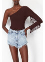 Trendyol Brown Tasseled Single Arm Knitted Body